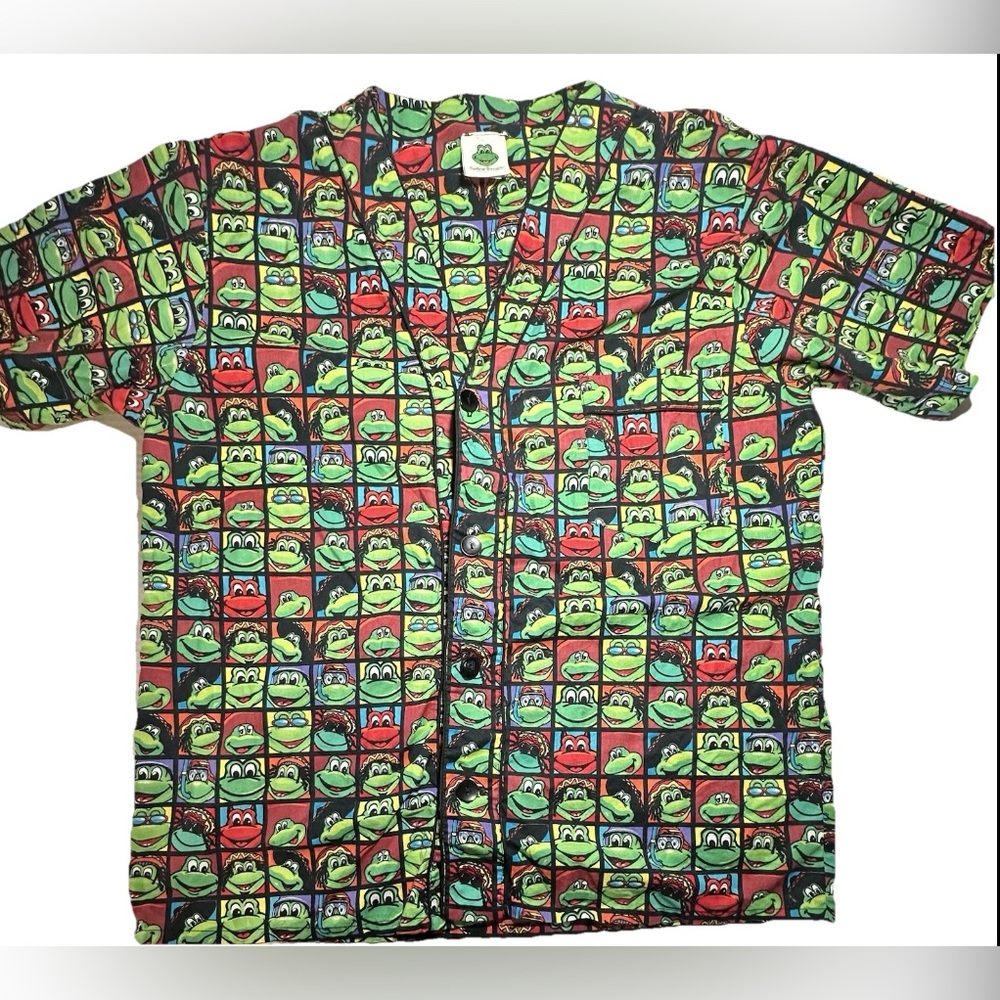 Senor Frogs Size XL Mens Green Frog Face Button Up Short Sleeve Cotton‎ Shirt